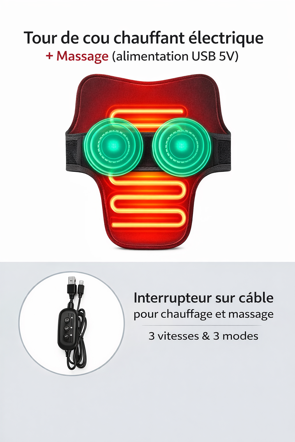 Masseur Cervical Chauffant — Soulagement Immédiat des Douleurs de Nuque